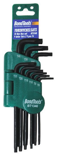 TORXNØKKEL SETT TX8-TX40 BONDTOOLS BT1340 9-DELER